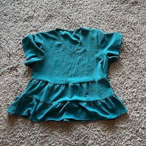 SHEIN Teal Peplum Top